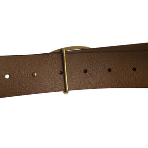 Disney Signature “D” Logo Belt Brown Faux Leather Gold Buckle