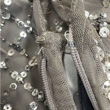 Load image into Gallery viewer, Adrianna Papell Beaded Mesh Evening Gown Gray Size 4 Formal Dress
