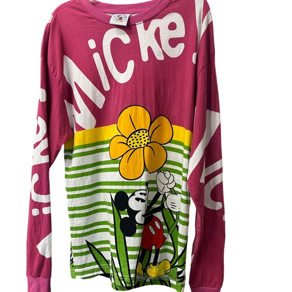 Disney Parks Mickey Mouse Yellow Flower Long Sleeve Shirt