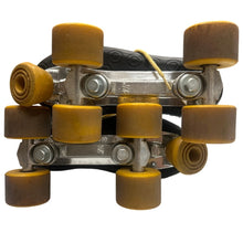 Load image into Gallery viewer, Vintage Makana Roller Skates M10 W11 Yellow with Blue Stripe
