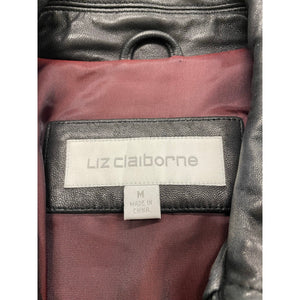 Liz Claiborne Vintage Leather Jacket Large Black Lined Med