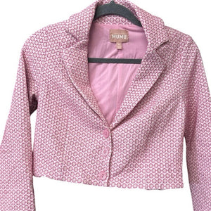 Show Me Your Mumu Pink Daisy Blazer Medium Waldorf Jacket Jacquard
