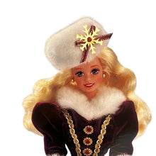 Load image into Gallery viewer, 1996 Happy Holidays Barbie Purple Eyes Special Edition NIB Box Wear
