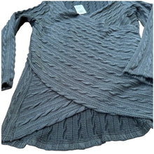 Load image into Gallery viewer, Suzanne Betro Cable Knit Surplice Sweater 1X Charcoal NWT
