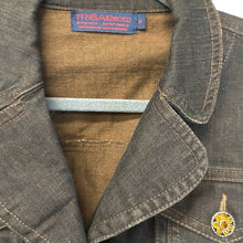Load image into Gallery viewer, Tribal Denim Stretch Jacket Size 8 Rhinestone Accent Buttons
