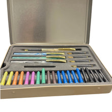 Load image into Gallery viewer, Staedtler Calligraphy Set Tin Case Pens Nibs Ink Cartridges Manual
