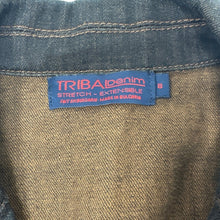 Load image into Gallery viewer, Tribal Denim Stretch Jacket Size 8 Rhinestone Accent Buttons
