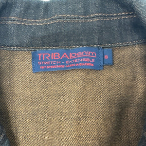 Tribal Denim Stretch Jacket Size 8 Rhinestone Accent Buttons