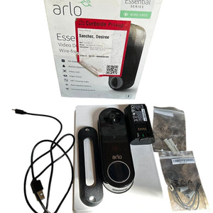 Arlo Essential Wire-Free Video Doorbell AVD2001B Black Battery Wired Complete