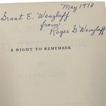 Load image into Gallery viewer, A Night to Remember Walter Lord 1955 First Edition HC Titanic History
