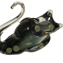 Load image into Gallery viewer, Murano Style Hand Blown Smoky Glass Cat Figurine 6” Vintage Look

