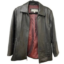 Load image into Gallery viewer, Liz Claiborne Vintage Leather Jacket Large Black Lined Med
