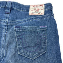 Load image into Gallery viewer, True Religion Halle Mid Rise Super Skinny Jeans Size 29 Purple Accent
