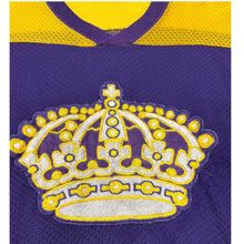 Load image into Gallery viewer, Vintage Bob McCarthy Crown Mesh Hockey Jersey Purple Gold Men’s Medium USA
