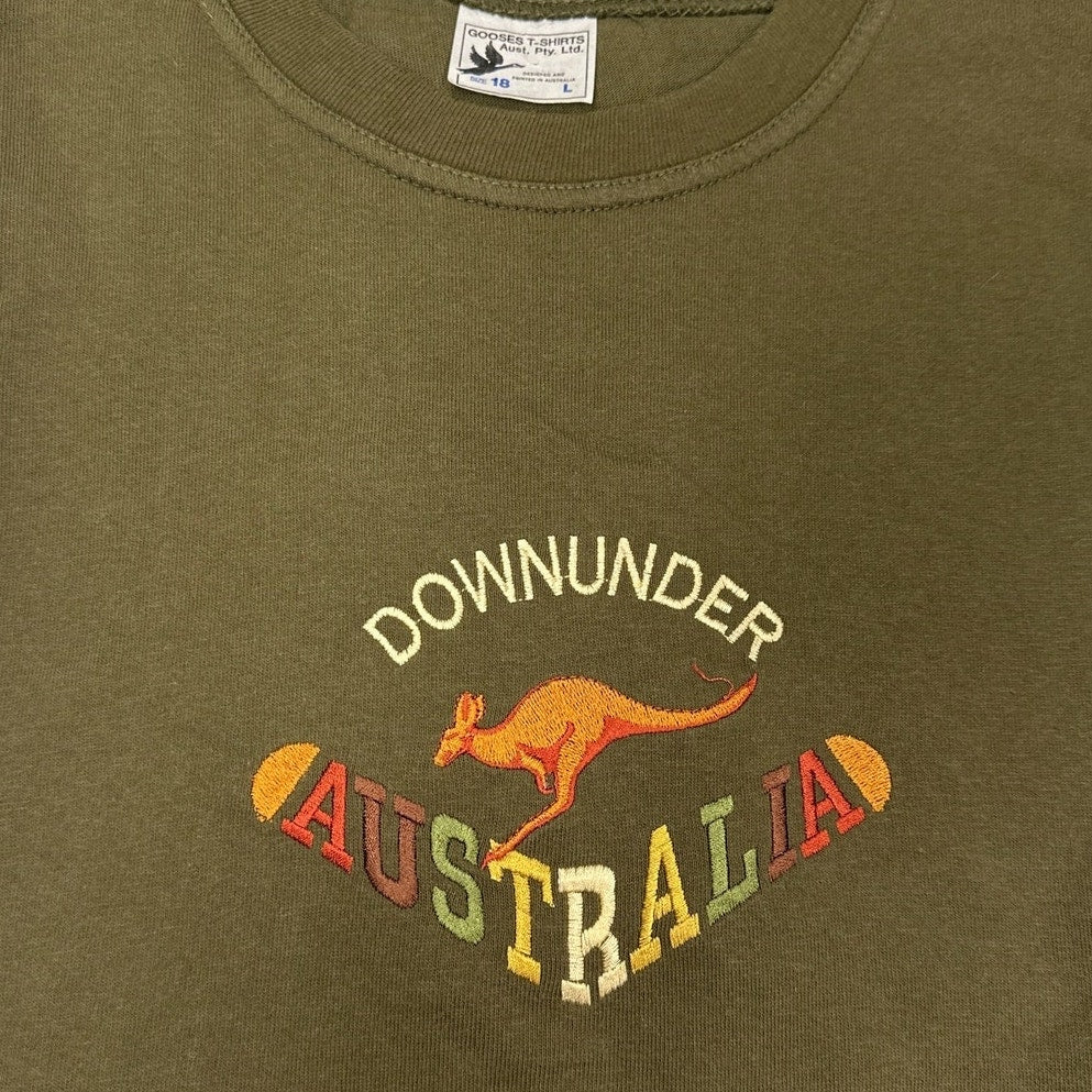 Vintage Australia Kangaroo Down Under Embroidered T-Shirt Large Goose's