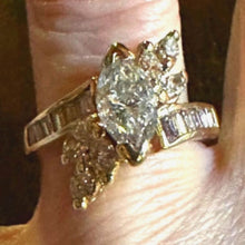Load image into Gallery viewer, Vintage 14K Gold 2.08CTW Marquise Diamond Bypass Ring Size 7 6.01g
