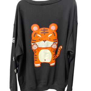 Lagom Kawaii Tiger Sweatshirt 3XL Black NWT Oversized Long Sleeve Crewneck
