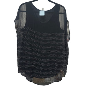 Joie Black Beaded Top Medium Blouse