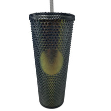 Load image into Gallery viewer, Starbucks Limited Edition Gold Black Dark Studded Cold Cup Tumbler 24oz
