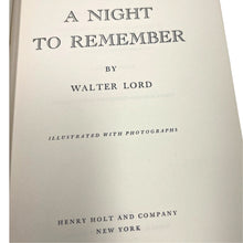Load image into Gallery viewer, A Night to Remember Walter Lord 1955 First Edition HC Titanic History
