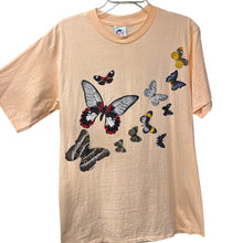 Load image into Gallery viewer, Vintage Harlequin Butterfly Graphic T-Shirt Salmon Large Single Stitch USA
