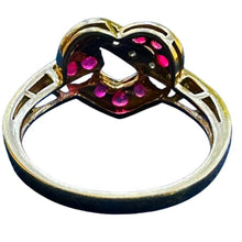 Load image into Gallery viewer, 14K Gold Natural Ruby Diamond Heart Knot Ring Size 7 585 3.09g Sizable
