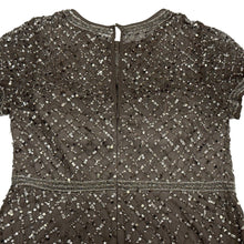 Load image into Gallery viewer, Adrianna Papell Beaded Mesh Evening Gown Gray Size 4 Formal Dress
