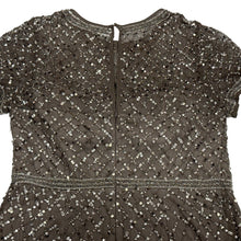 Load image into Gallery viewer, Adrianna Papell Beaded Mesh Evening Gown Gray Size 4 Formal Dress

