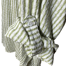 Load image into Gallery viewer, Jane + Delancey 3X Green White Striped Roll Tab Button Shirt Pool Cover Up
