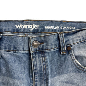 Wrangler Regular Straight Men’s Jeans Classic Blue Distressed Stitch 34x30