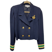 Load image into Gallery viewer, St. John Women’s Navy Double Breasted Cardigan Size 8
