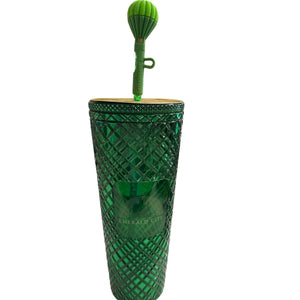 Starbucks Wicked Emerald City 24 oz Green Tumbler + Balloon Straw Topper New