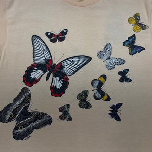 Vintage Harlequin Butterfly Graphic T-Shirt Salmon Large Single Stitch USA