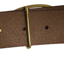 Load image into Gallery viewer, Disney D Logo Belt Brown Faux Leather Gold Buckle Adjustable 33-39
