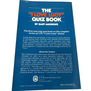 "I Love Lucy" Quiz Book by Bart Andrews - 1981 Edition ISBN 0-498-02566-7