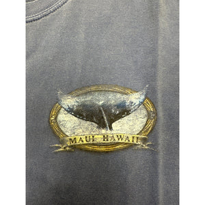 Vintage Whale Distressed T-Shirt Maui Hawaii Blue 90's Large