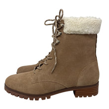 Load image into Gallery viewer, Kate Spade Rafferty Suede Shearling Lace Up Boots Tan 6.5 New Box
