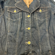 Load image into Gallery viewer, Tribal Denim Stretch Jacket Size 8 Rhinestone Accent Buttons
