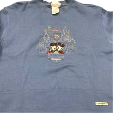 Load image into Gallery viewer, Disneyland Mickey Minnie Castle Embroidered Sweatshirt Blue Medium
