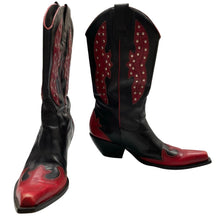 Load image into Gallery viewer, BCBGIRL Western Rodeo Boots 6.5 Black Red Studded Design
