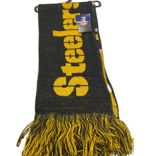 Load image into Gallery viewer, Pittsburgh Steelers NFL FOCO Knit Scarf Black Gold Fringe NWT
