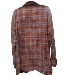 Free People Simply Plaid Blazer NWT Large Pomegranate