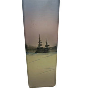 Enamel Painted Art Glass Scenic Forest Vase Made in Czecholovakia