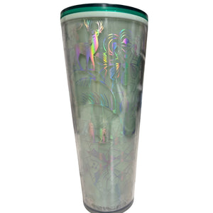 Starbucks 2022 Holiday Mint Winter Woodland Lace 24 Oz Tumbler