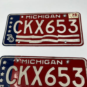 Pair of Vintage 1976 Michigan License Plates
