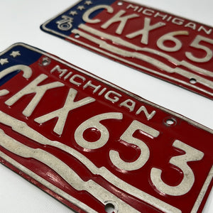 Pair of Vintage 1976 Michigan License Plates